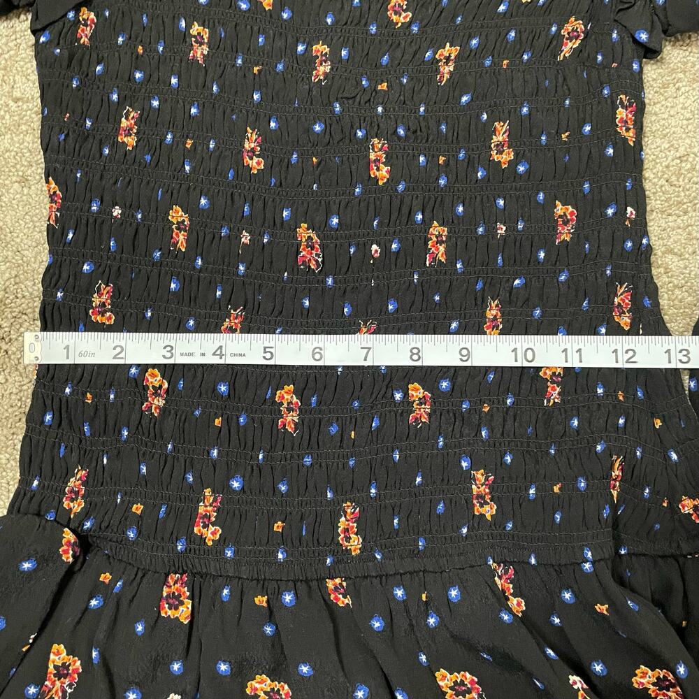 Free People Womens Two Faces Mini Dress Sz S Drop Waist Black Floral Boho Fairy - Picture 7 of 13